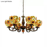 Sunflower 6-Light Tiffany Style Stained Glass Chandelier - Ideal For Living Room