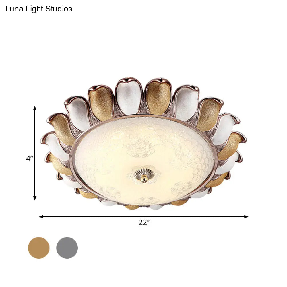 Sunflower Glass Ceiling Lamp: Textured Led Flush Mount 14’/18’/22’ Width Silver/Gold Ideal