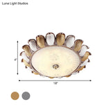 Sunflower Glass Ceiling Lamp: Textured Led Flush Mount 14’/18’/22’ Width Silver/Gold Ideal