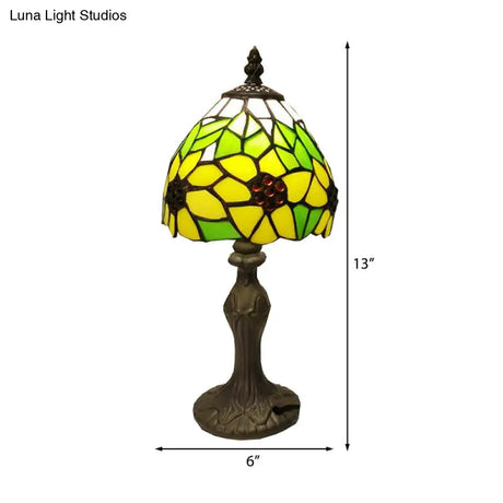 Sunflower Stained Glass Desk Light - Tiffany Rustic Study Lamp For Childs Bedroom Yellow