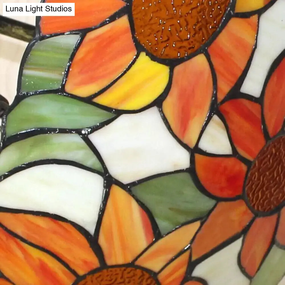 Sunflower Tiffany Ceiling Light With Stained Glass Shade