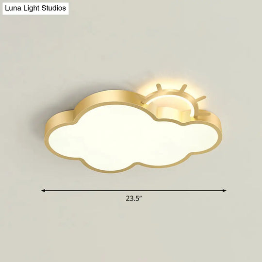 Sunrise Cartoon Led Flushmount Ceiling Light For Kids Bedroom Gold / Remote Control Stepless Dimming