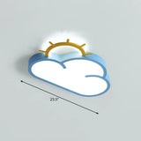 Sunrise Cartoon Led Flushmount Ceiling Light For Kids Bedroom Blue / White Sun