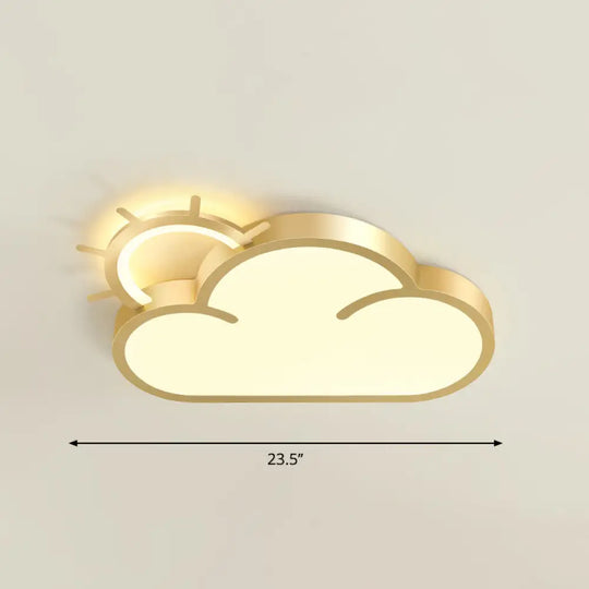 Sunrise Cartoon Led Flushmount Ceiling Light For Kids Bedroom Gold / Warm Sun
