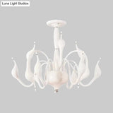 Swan Acrylic Shade White Ceiling Chandelier -12/18 Light Living Room Pendant