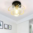 Swirl Crystal Flower Semi Flush Mount Lamp - Minimalist Design With 1/3 Lights Black/Gold Ceiling