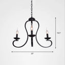Swirled Black Arm Pendant Chandelier - Classic Metal Design With 3/5/6 Lights For Living Room 3 /