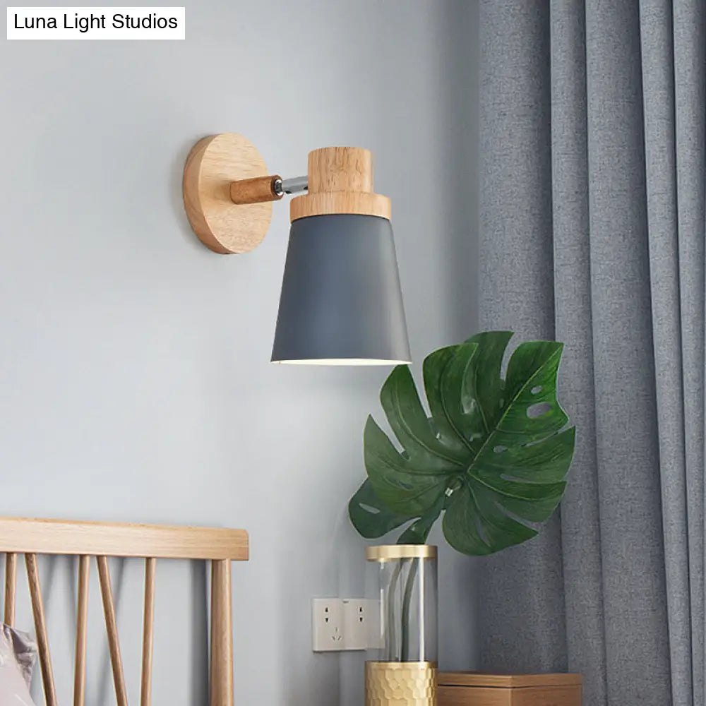 Swivel Macaron Bedside Wall Light Fixture With Metal Shade 1-Bulb Reading