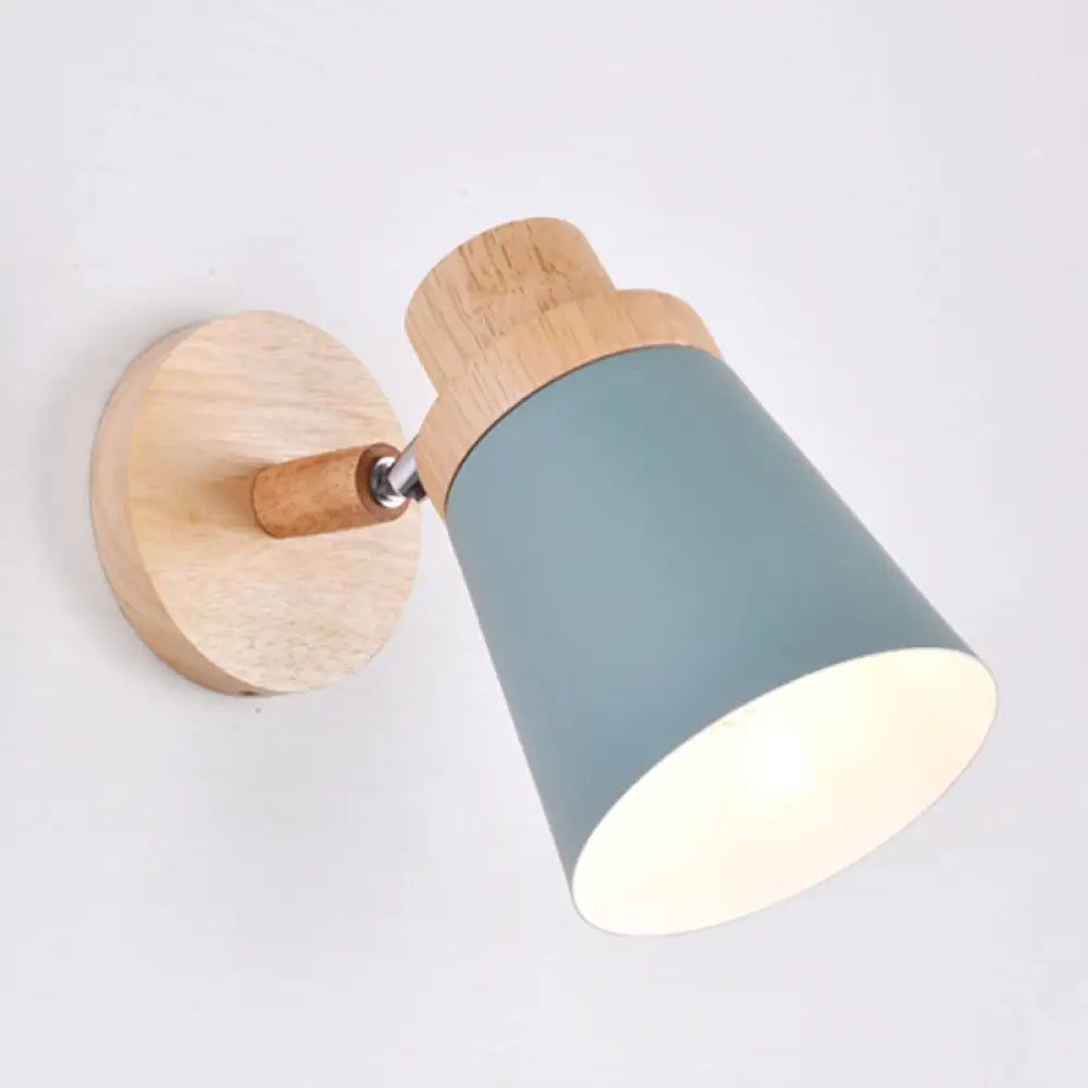 Swivel Macaron Bedside Wall Light Fixture With Metal Shade 1-Bulb Reading Green