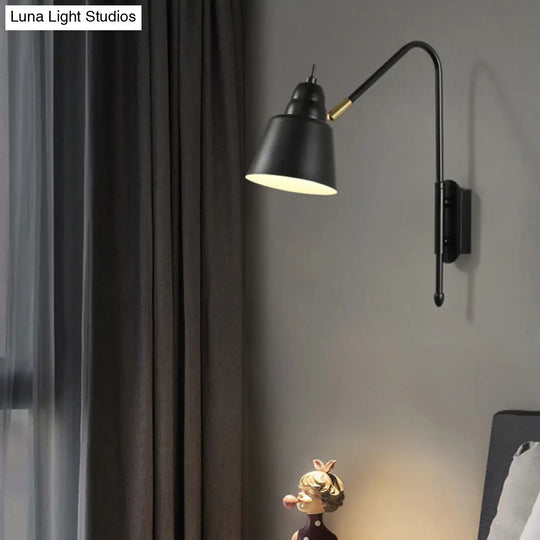 Swivel Shade Wall Mount Light - Sleek Metal Bedside Reading Lamp With V-Shaped Arm