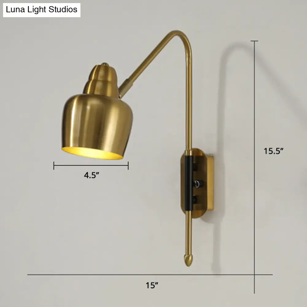 Swivel Shade Wall Mount Light - Sleek Metal Bedside Reading Lamp With V-Shaped Arm