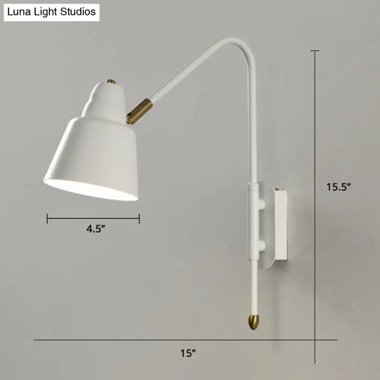 Swivel Shade Wall Mount Light - Sleek Metal Bedside Reading Lamp With V-Shaped Arm
