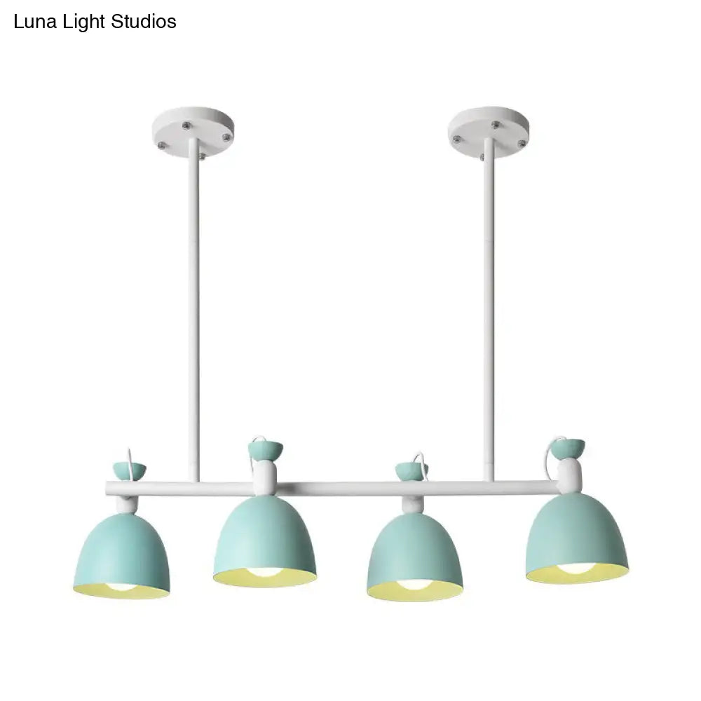 Swivelable Macaron Island Pendant In Grey/Blue/Green For Dining Room With 4/6 Bulbs