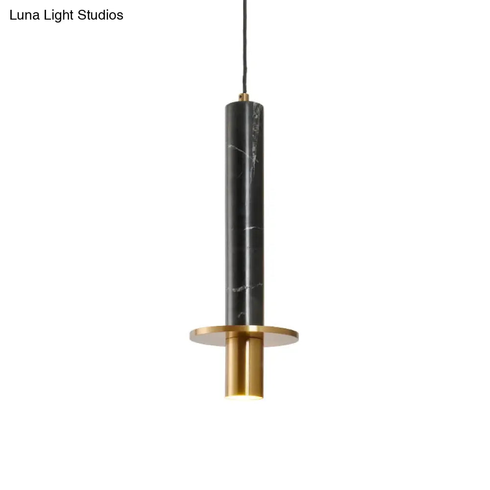 Marbled Sword Pendant Ceiling Light With Led And Brass Finish For Dining Room