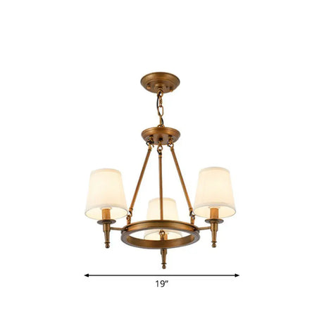 Tapered Fabric Chandelier Ceiling Lamp For Living Room 3 / Bronze