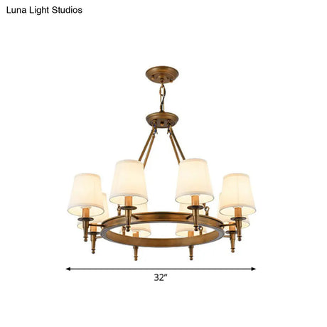 Tapered Fabric Chandelier Ceiling Lamp For Living Room