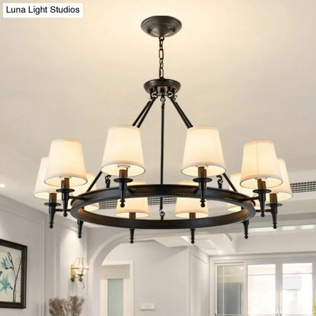 Tapered Fabric Chandelier Ceiling Lamp For Living Room