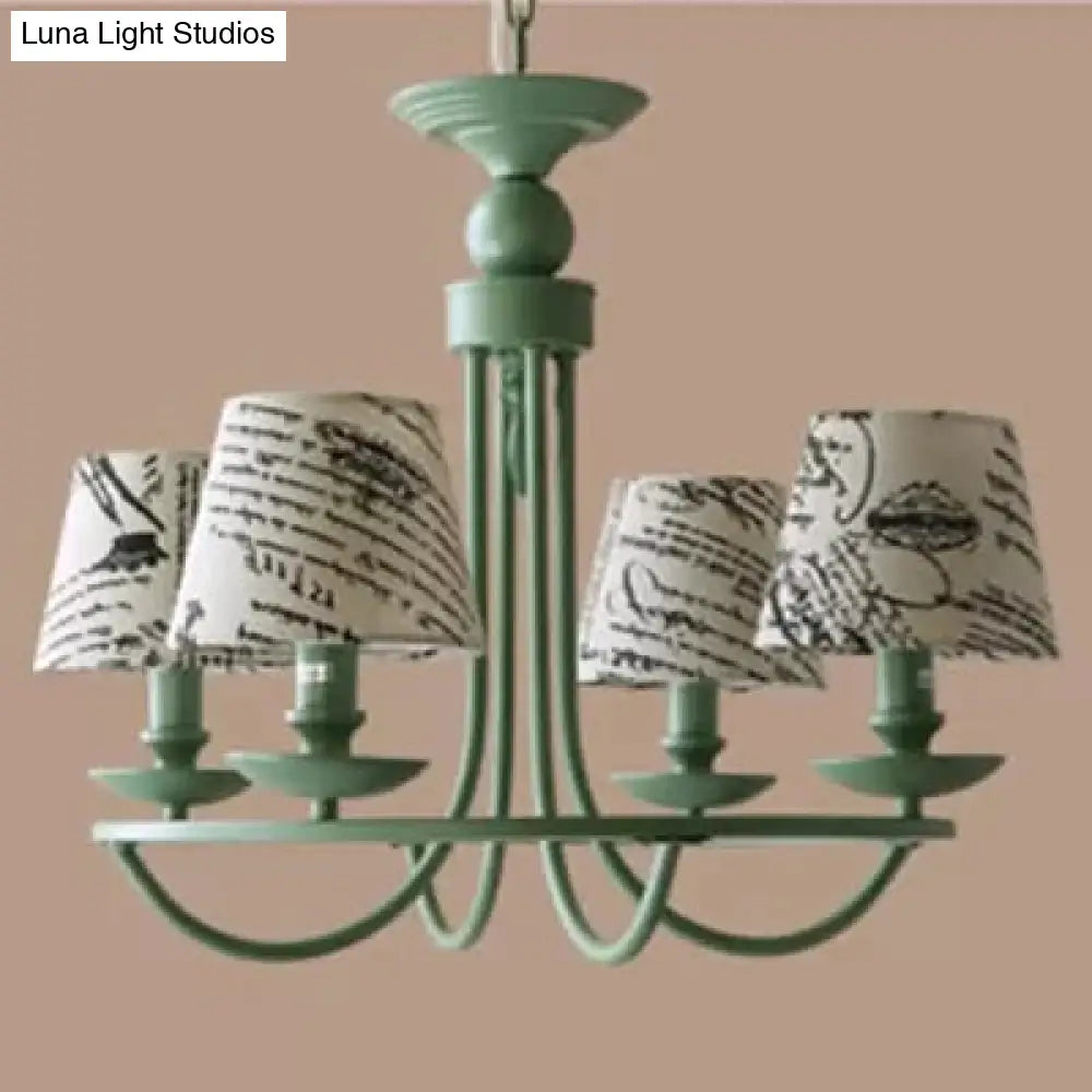 Tapered Green Metal Pendant Light Nordic Style Hanging For Kindergarten