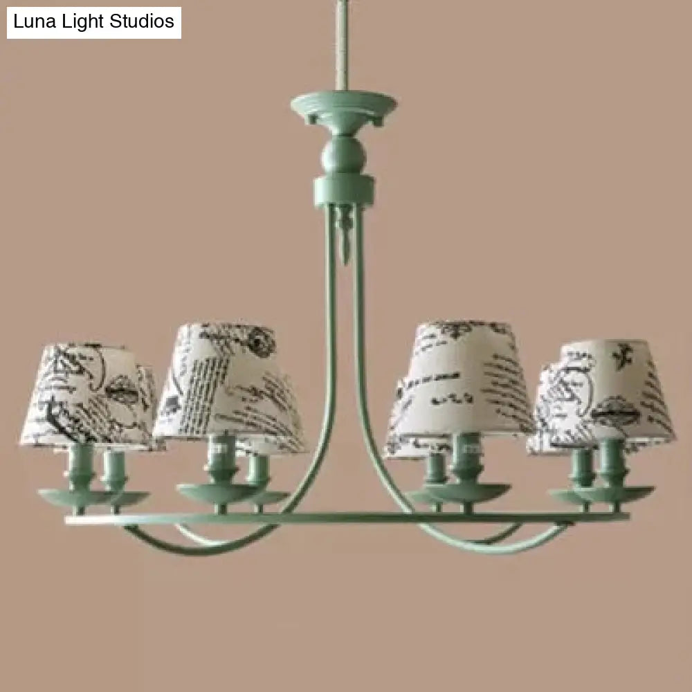 Tapered Green Metal Pendant Light Nordic Style Hanging For Kindergarten
