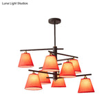 Tapered Hanging Chandelier - Traditional Pendant Light For Living Room With Fabric Shades Available
