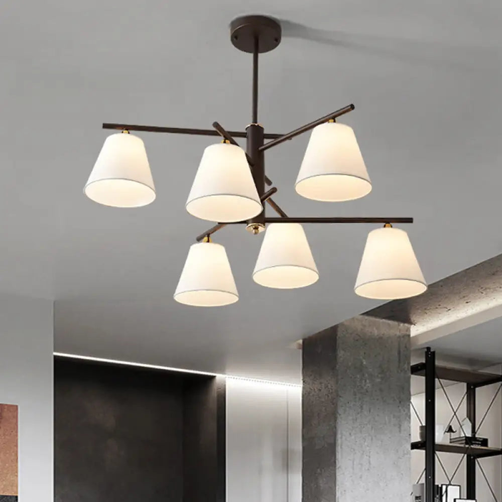 Tapered Hanging Chandelier - Traditional Pendant Light For Living Room With Fabric Shades Available