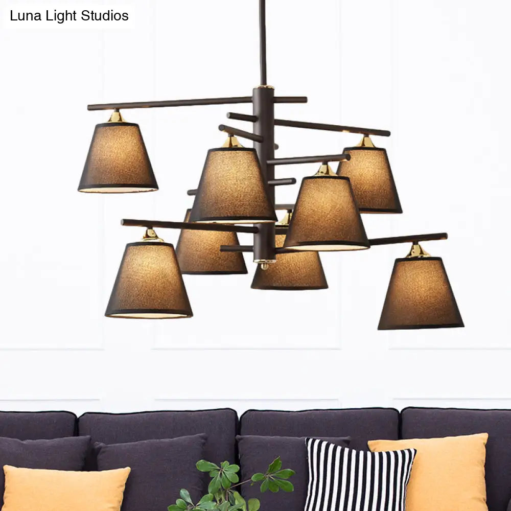 Tapered Hanging Chandelier - Traditional Pendant Light For Living Room With Fabric Shades Available