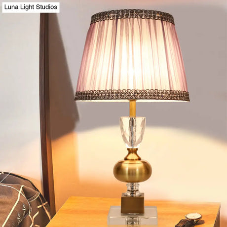 Tapered Modern Fabric Study Lamp With 1 Bulb: Light Purple Task Lighting For Bedroom