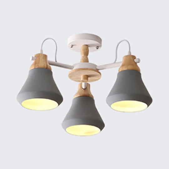 Tapered Shade Hanging Pendant Lamp For Simple Living Room Lighting Grey
