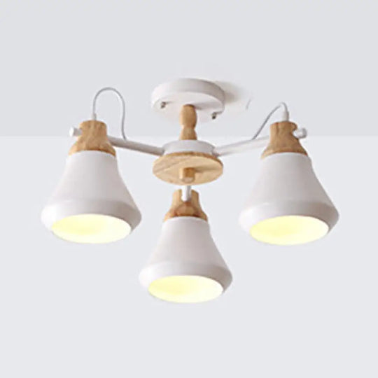 Tapered Shade Hanging Pendant Lamp For Simple Living Room Lighting White