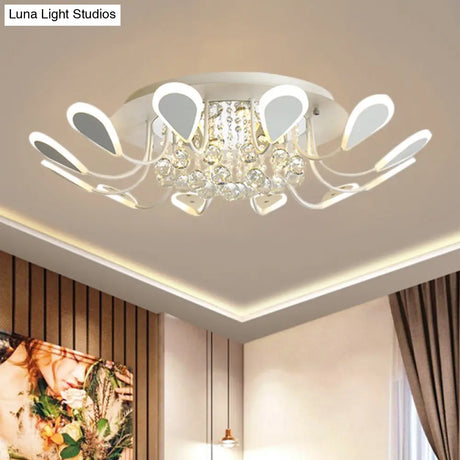 Teardrop Flushmount Bevel Cut Glass Ceiling Fixture - Modern Style Black/White 10/12 Bulbs