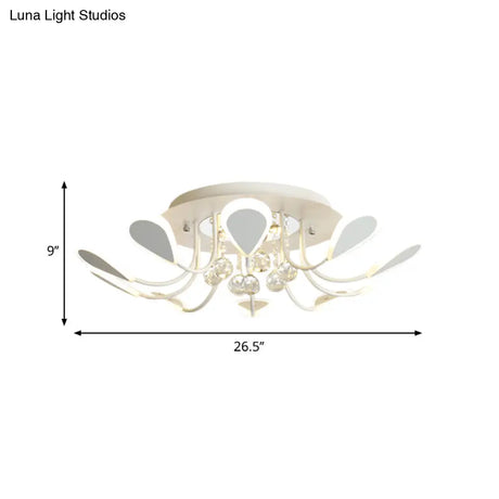 Teardrop Flushmount Bevel Cut Glass Ceiling Fixture - Modern Style Black/White 10/12 Bulbs
