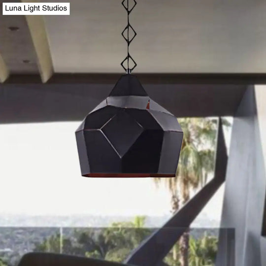 Teardrop Hanging Light For Restaurants - Elegant 1-Light Pendant Lamp With Metal Chain And Wrought