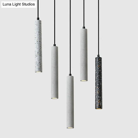 Terrazzo Dining Room Pendant Light - Minimalist Tube Led Spotlight For Hanging Ceiling