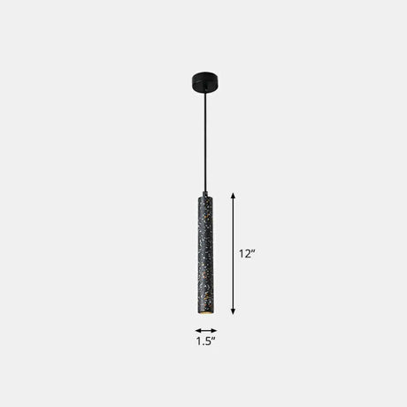Terrazzo Dining Room Pendant Light - Minimalist Tube Led Spotlight For Hanging Ceiling Black