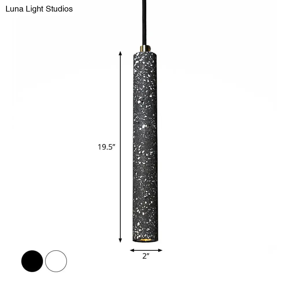 Terrazzo Flute Pendulum Light - Nordic Led Bistro Pendant (10/19.5 Tall) White/Black