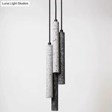 Terrazzo Flute Pendulum Light - Nordic Led Bistro Pendant (10/19.5 Tall) White/Black