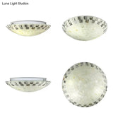 Tiffany 2 - Light Shell Flush Mount Ceiling Light In Beige For Bedroom - 3’ H X 12’ D