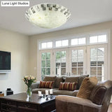Tiffany 2 - Light Shell Flush Mount Ceiling Light In Beige For Bedroom - 3’ H X 12’ D