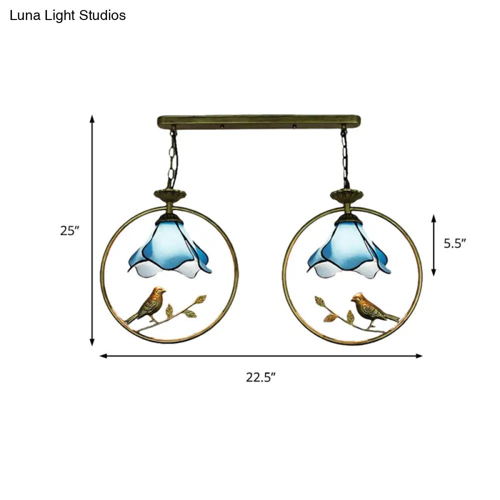 Tiffany Blue Bird Pendant Lamp With Glass Hanging Light - Perfect For Kitchen