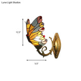 Tiffany Butterfly Stained Glass Wall Sconce Light For Kids Bedroom