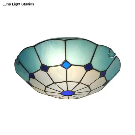 Tiffany Floral Flush Mount Ceiling Lights - 2 Light Bedroom Fixture