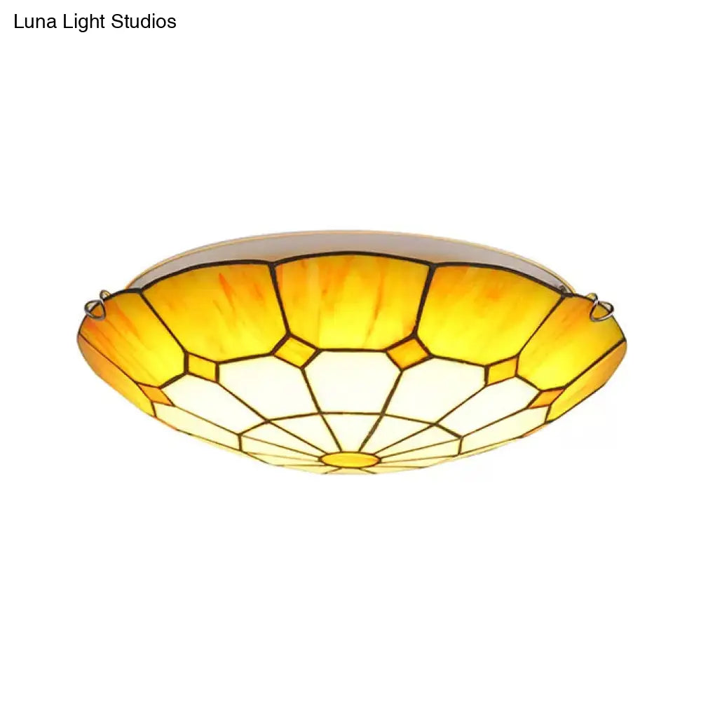 Tiffany Floral Flush Mount Ceiling Lights - 2 Light Bedroom Fixture