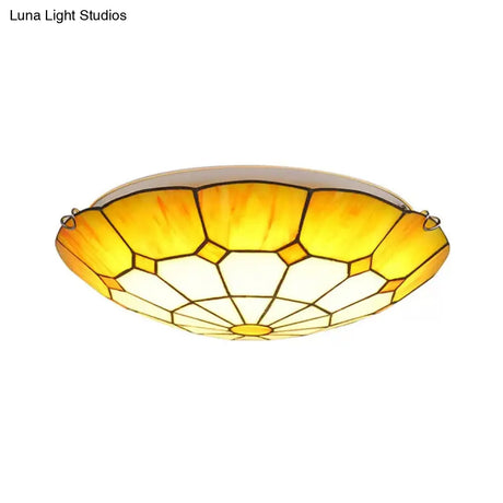 Tiffany Floral Flush Mount Ceiling Lights - 2 Light Bedroom Fixture