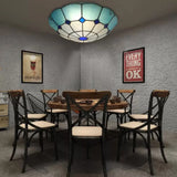 Tiffany Floral Flush Mount Ceiling Lights - 2 Light Bedroom Fixture Sky Blue / 12’