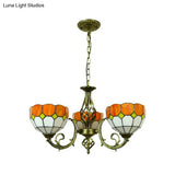 Tiffany Glass Lattice Bowl Pendant Lamp: Vibrant Yellow & Green Shades Perfect For Dining Room - 3