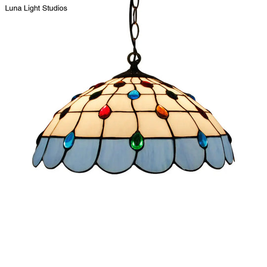 Hand Rolled Art Glass Ceiling Light - Tiffany Pink/Light Blue/Green Pendant For Bedroom