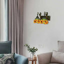 Tiffany Orange Glass Flower Wall Mount Light Sconce With 2 Heads And Mermaid Decoration - Perfect
