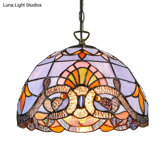 Tiffany Stained Glass Pendant Light For Kitchen Island - Sky Blue/Dark Blue