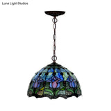 Tiffany Red/Green Cut Glass Chandelier Light - 1/2 Lights Suspended Lamp For Kitchen (12’/16’ W)