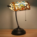 Tiffany Rhombus Patterned Desk Lamp With Cut Glass Pull Chain In Brown/Blue/Green/White Brown